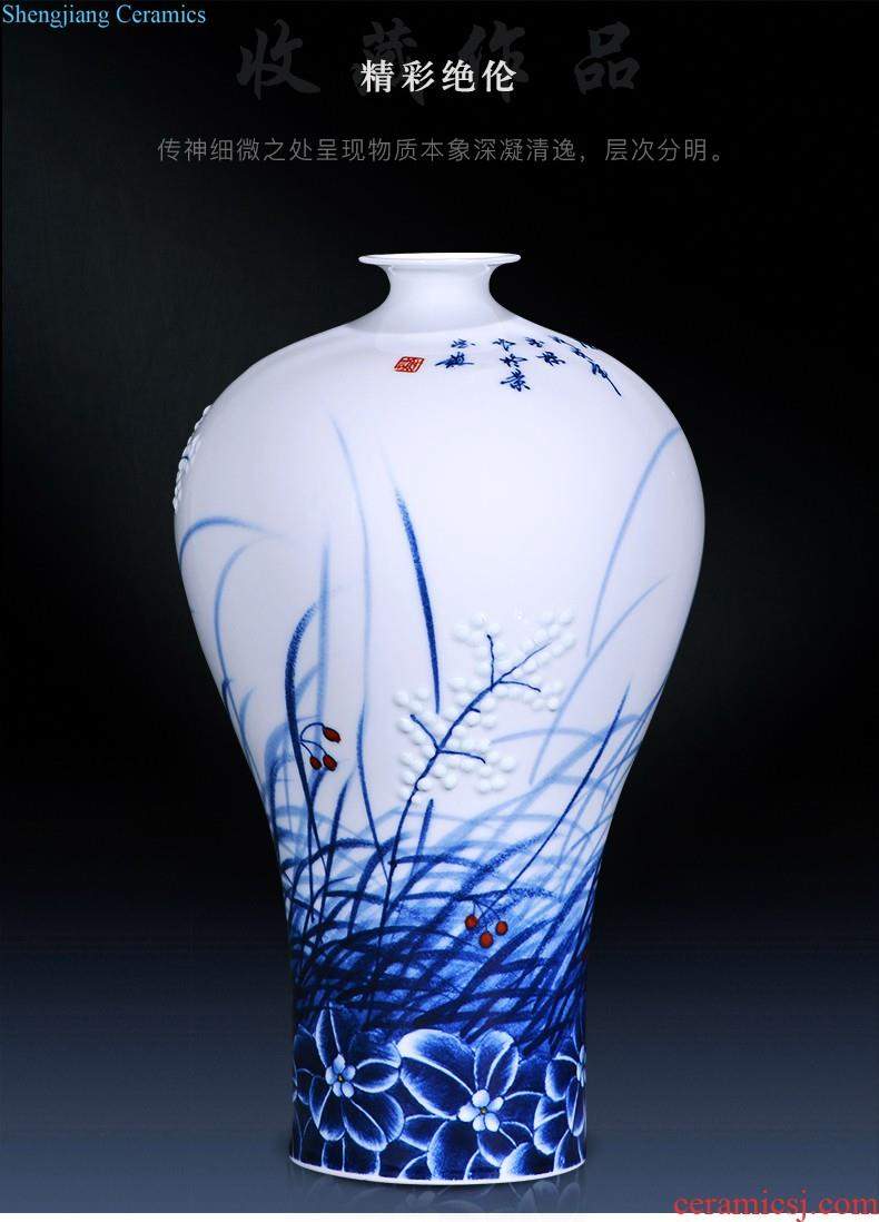 Jingdezhen ceramics hand-painted ceramic vase furnishing articles lotus pond clear interest mei bottles of modern home decoration decoration sitting room