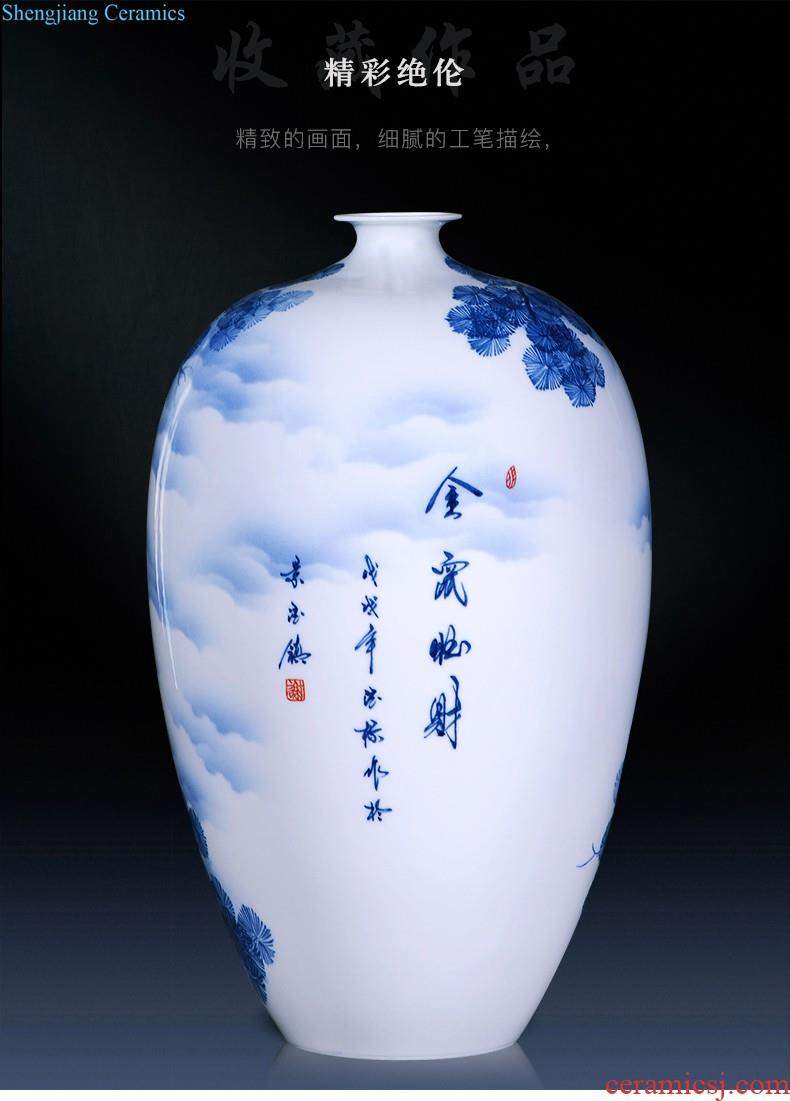 Under the jingdezhen ceramics glaze color blue and white porcelain longfeng ears youligong vases, antique porcelain classical household adornment