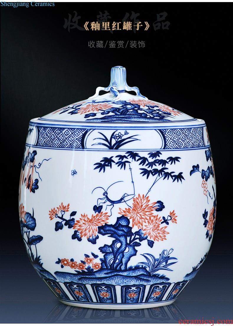 Jingdezhen ceramics general furnishing articles hand-painted storage tank of blue and white porcelain jar of home decoration porcelain jar tea pot