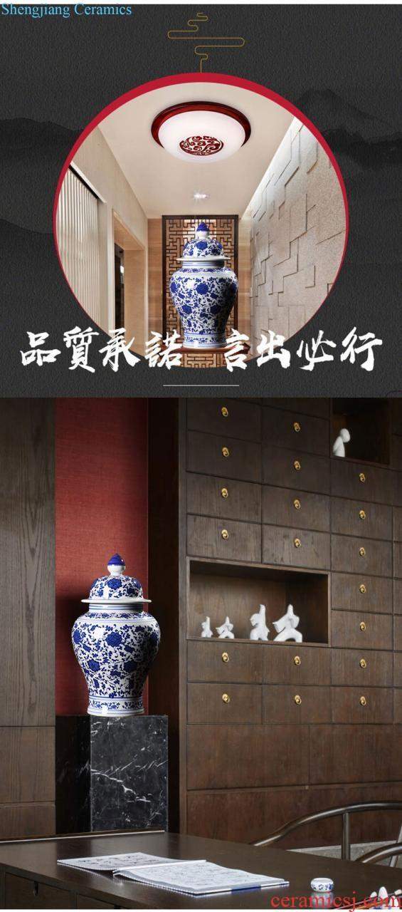 Hand draw large blue and white porcelain in jingdezhen ceramics vase decoration new Chinese style living room home furnishing articles