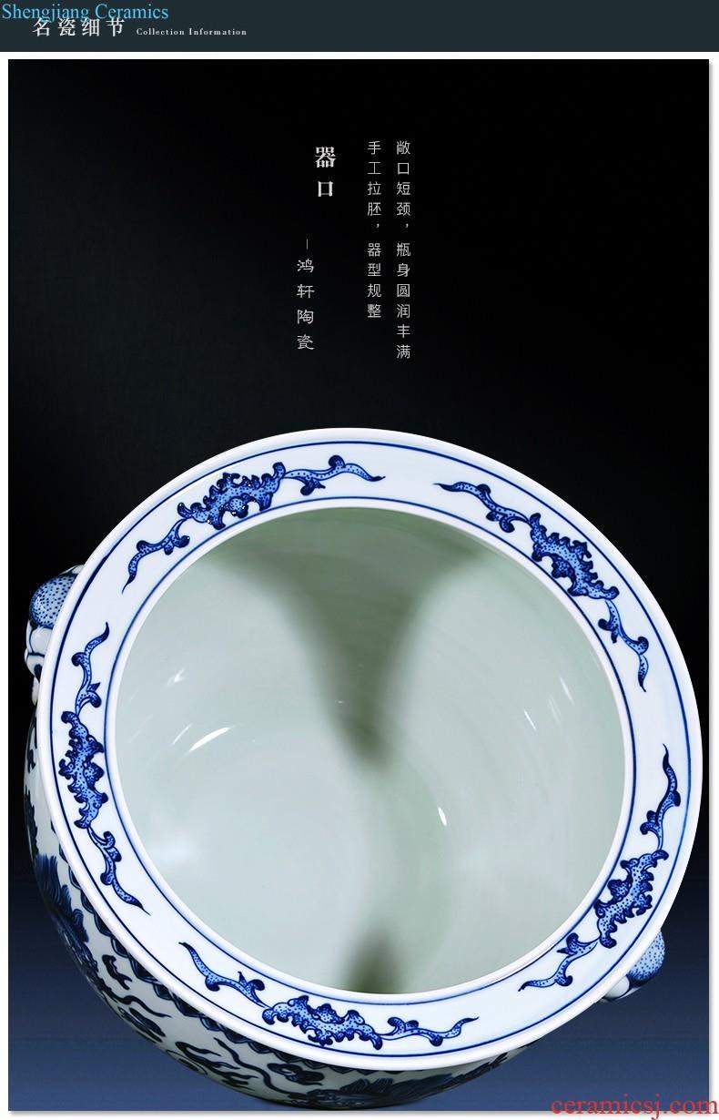 Jingdezhen ceramic vase furnishing articles list hand-painted blooming flowers flower implement Chinese style household adornment blue and white porcelain vase