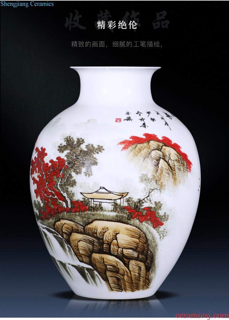 Jingdezhen ceramics vase furnishing articles sitting room ground vase large-sized hand-painted porcelain hotel club house sitting room adornment