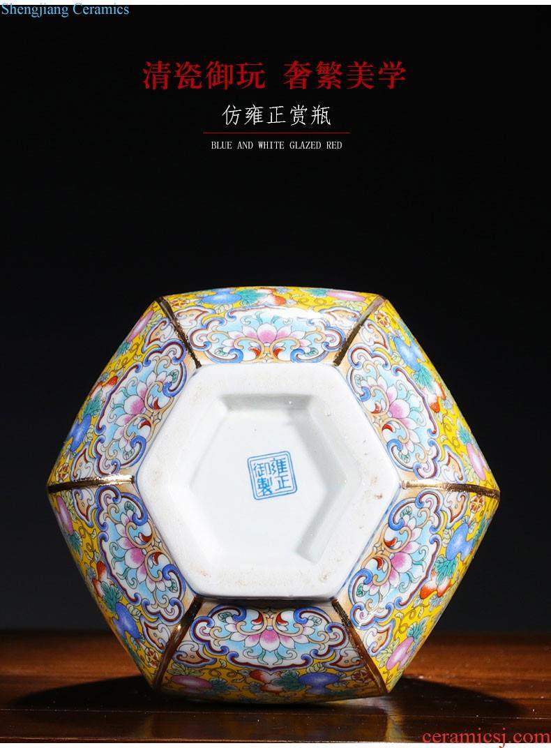 Jingdezhen ceramics Jun porcelain slice open ears ruby red vase Okho spring Chinese domestic act the role ofing handicraft furnishing articles