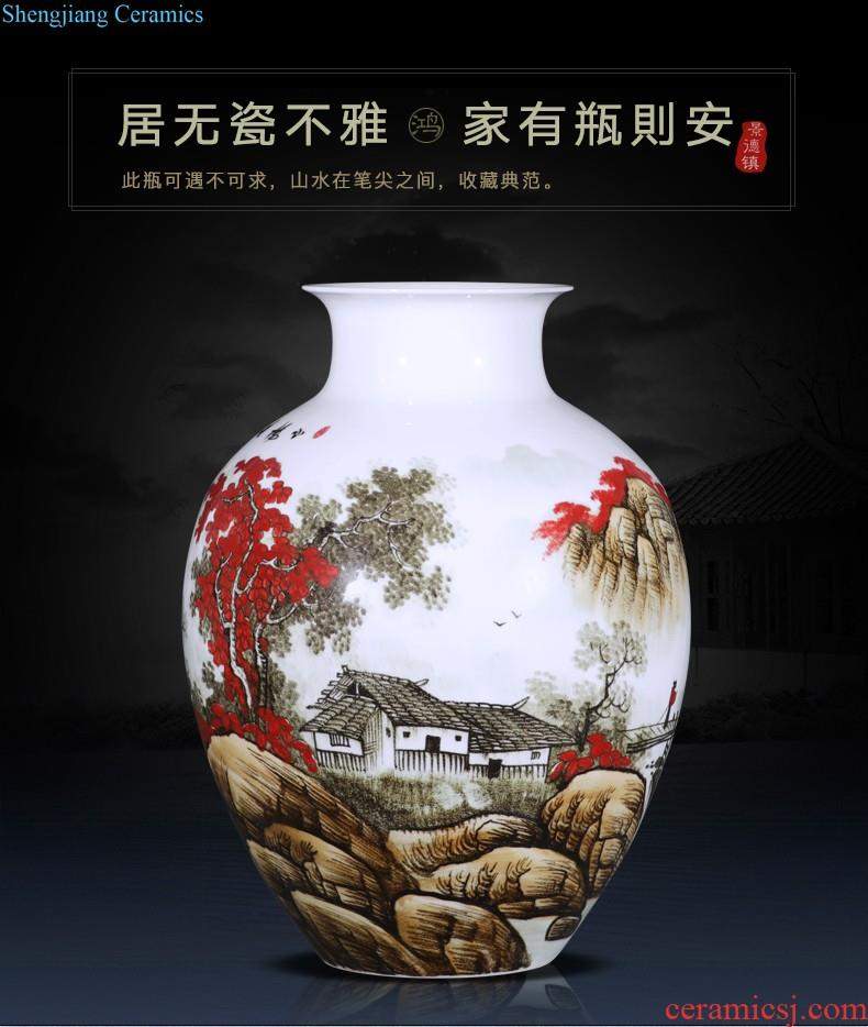 Jingdezhen ceramics vase furnishing articles sitting room ground vase large-sized hand-painted porcelain hotel club house sitting room adornment