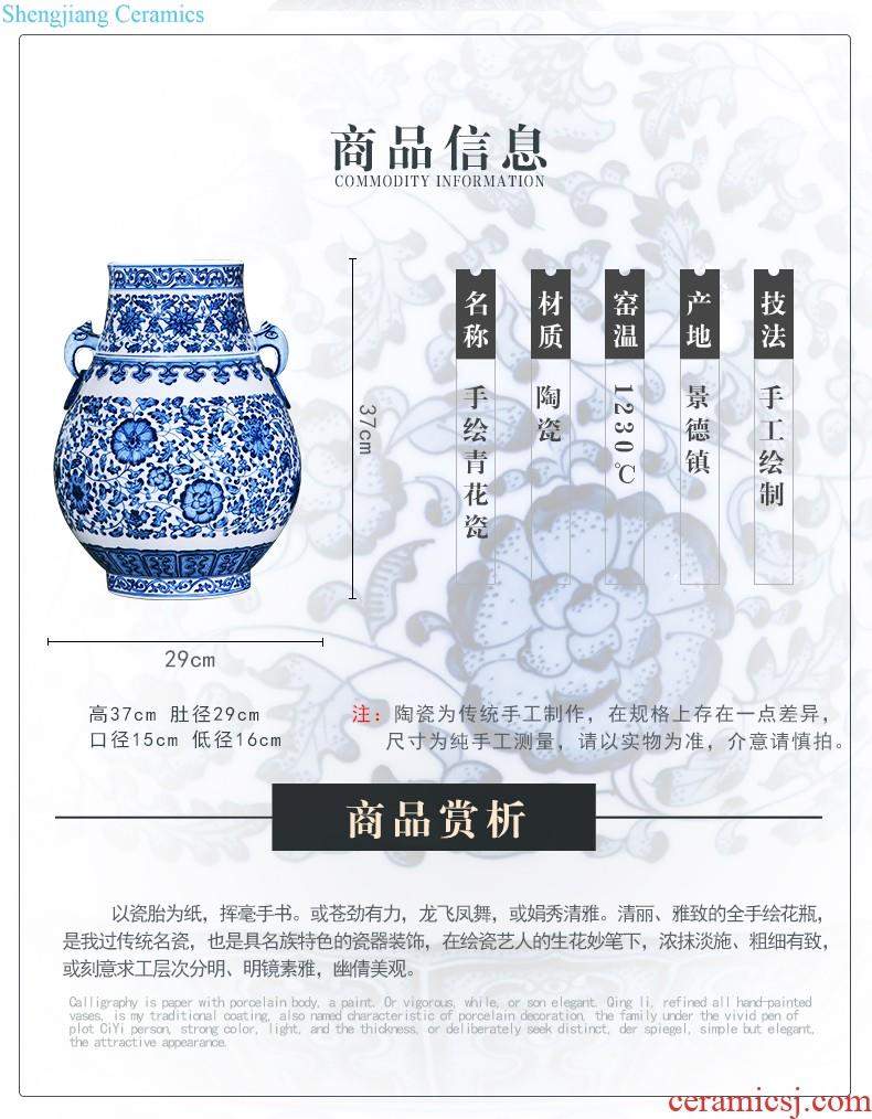 Jingdezhen ceramics hand-painted large blue and white porcelain vase flower arranging furnishing articles of Chinese style living room home decoration decoration