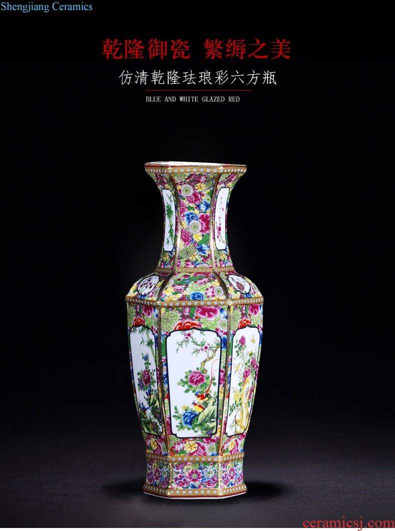 Jingdezhen porcelain ceramic hand-painted porcelain youligong gourd flower vase is placed the new Chinese style household ornaments