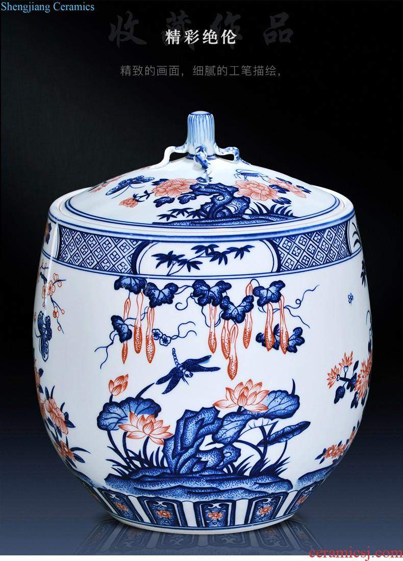 Jingdezhen ceramics general furnishing articles hand-painted storage tank of blue and white porcelain jar of home decoration porcelain jar tea pot