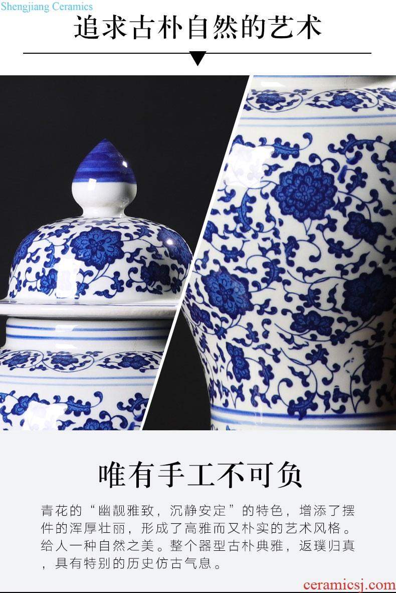 Hand draw large blue and white porcelain in jingdezhen ceramics vase decoration new Chinese style living room home furnishing articles