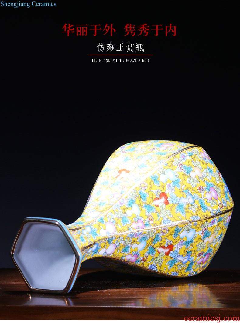 Jingdezhen ceramics Jun porcelain slice open ears ruby red vase Okho spring Chinese domestic act the role ofing handicraft furnishing articles