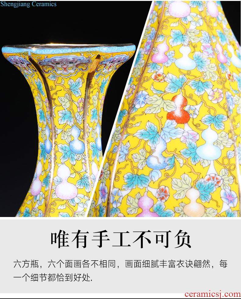 Jingdezhen ceramics Jun porcelain slice open ears ruby red vase Okho spring Chinese domestic act the role ofing handicraft furnishing articles