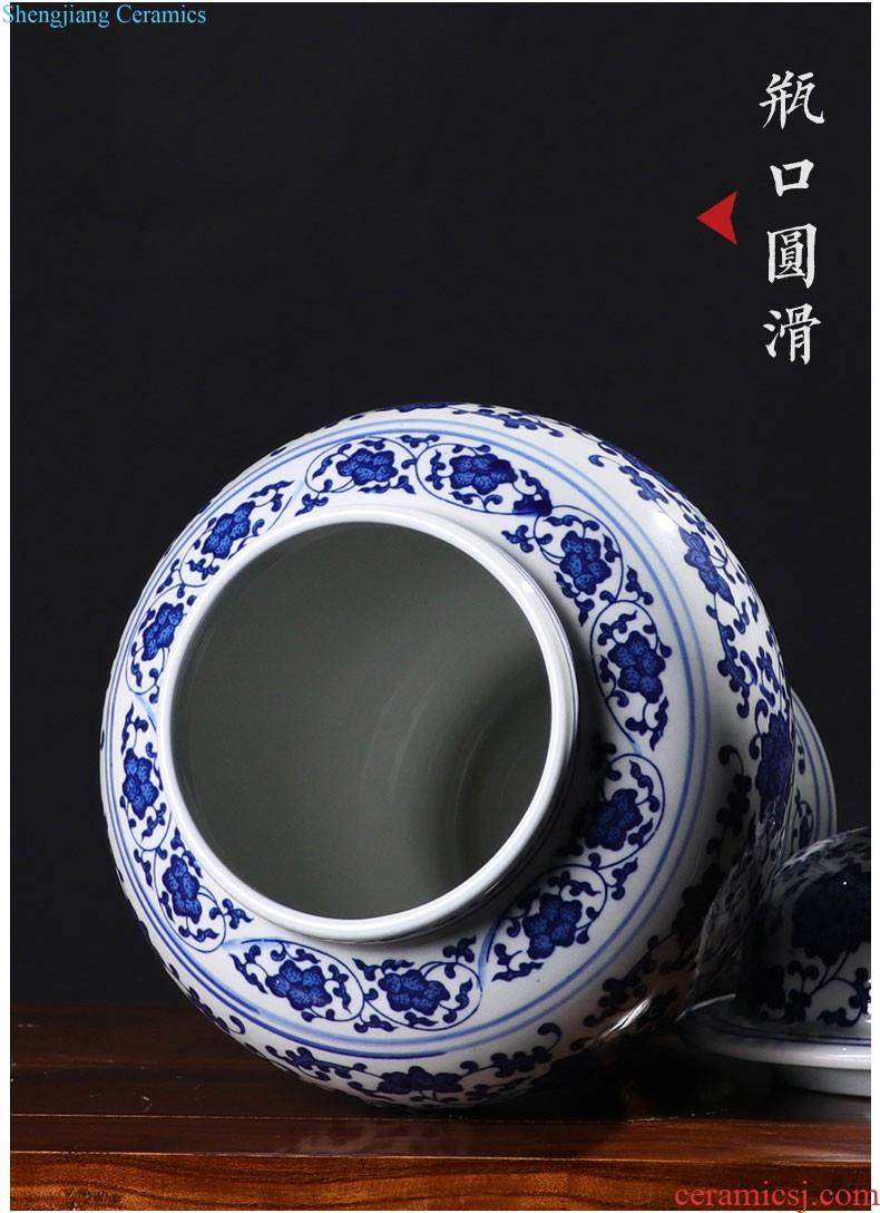 Hand draw large blue and white porcelain in jingdezhen ceramics vase decoration new Chinese style living room home furnishing articles