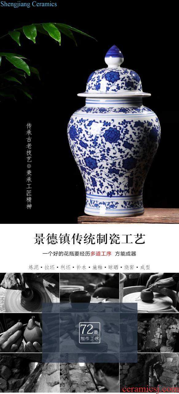 Hand draw large blue and white porcelain in jingdezhen ceramics vase decoration new Chinese style living room home furnishing articles