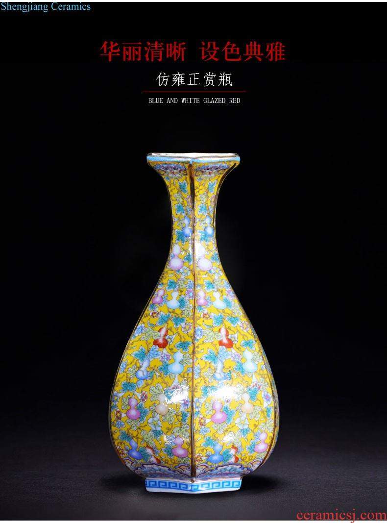 Jingdezhen ceramics Jun porcelain slice open ears ruby red vase Okho spring Chinese domestic act the role ofing handicraft furnishing articles