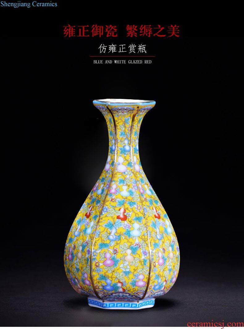 Jingdezhen ceramics Jun porcelain slice open ears ruby red vase Okho spring Chinese domestic act the role ofing handicraft furnishing articles