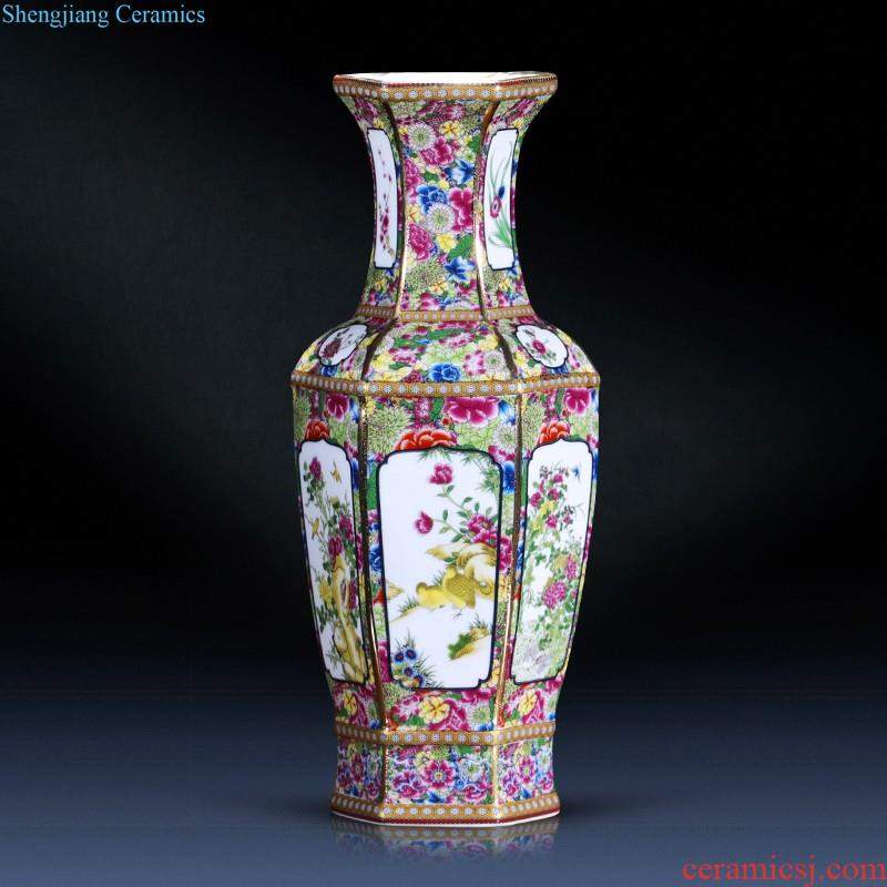 Jingdezhen porcelain ceramic hand-painted porcelain youligong gourd flower vase is placed the new Chinese style household ornaments