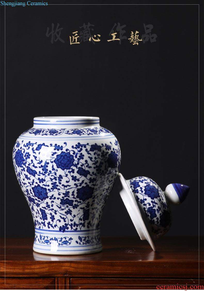 Hand draw large blue and white porcelain in jingdezhen ceramics vase decoration new Chinese style living room home furnishing articles