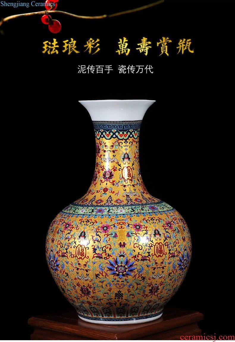 Jingdezhen ceramics vase hand-painted flower arranging medium plum bottle of new Chinese style living room home furnishing articles porcelain