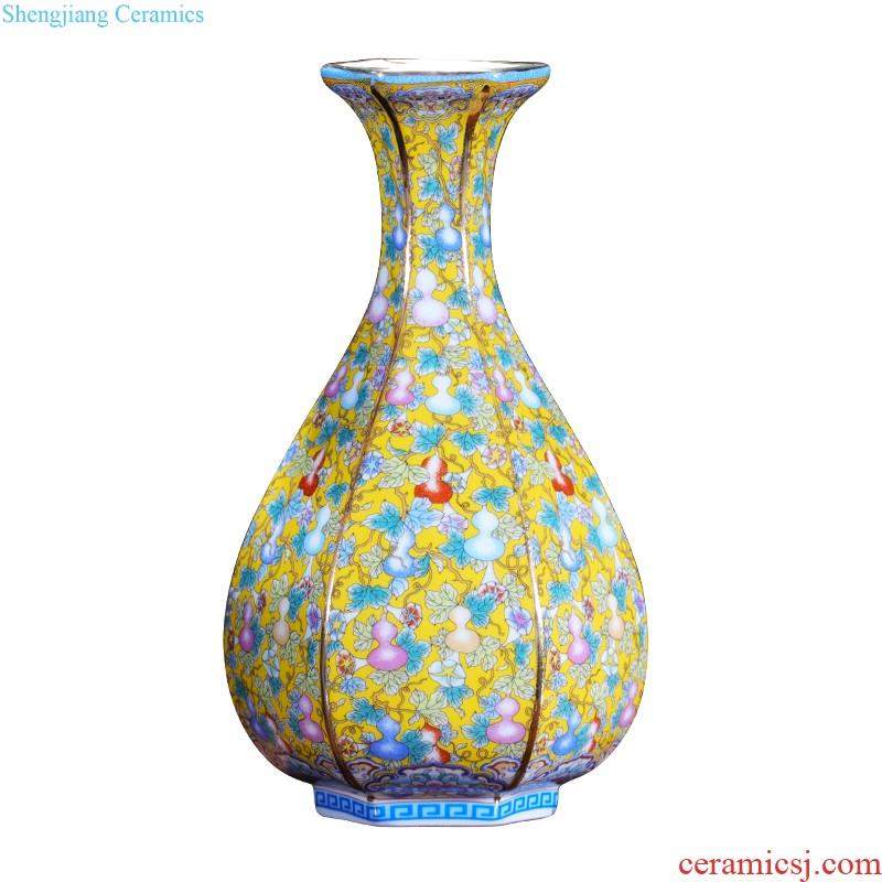 Jingdezhen ceramics Jun porcelain slice open ears ruby red vase Okho spring Chinese domestic act the role ofing handicraft furnishing articles