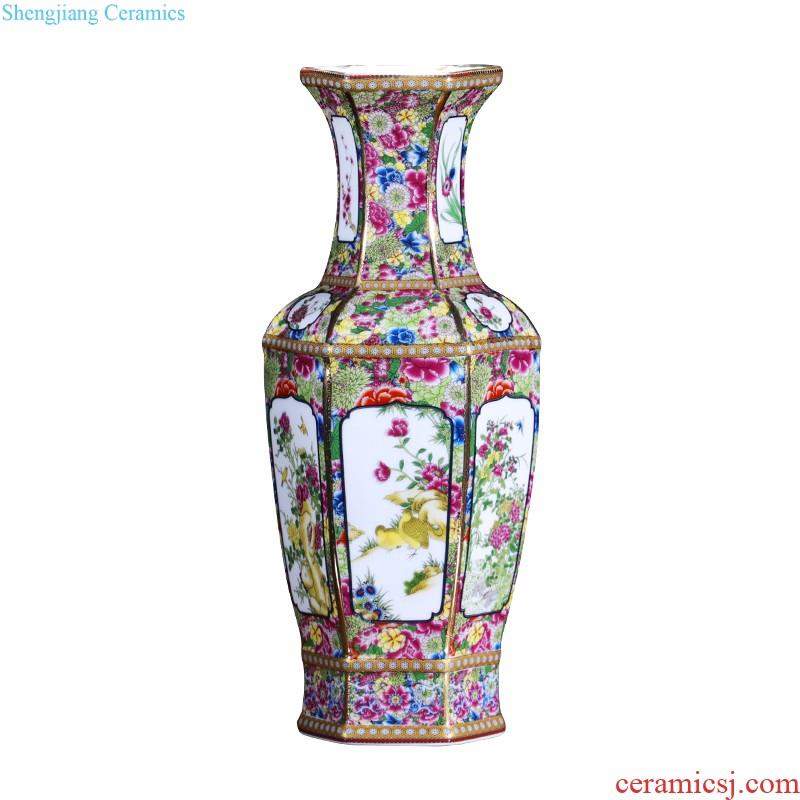 Jingdezhen porcelain ceramic hand-painted porcelain youligong gourd flower vase is placed the new Chinese style household ornaments