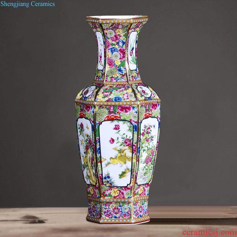 Jingdezhen porcelain ceramic hand-painted porcelain youligong gourd flower vase is placed the new Chinese style household ornaments