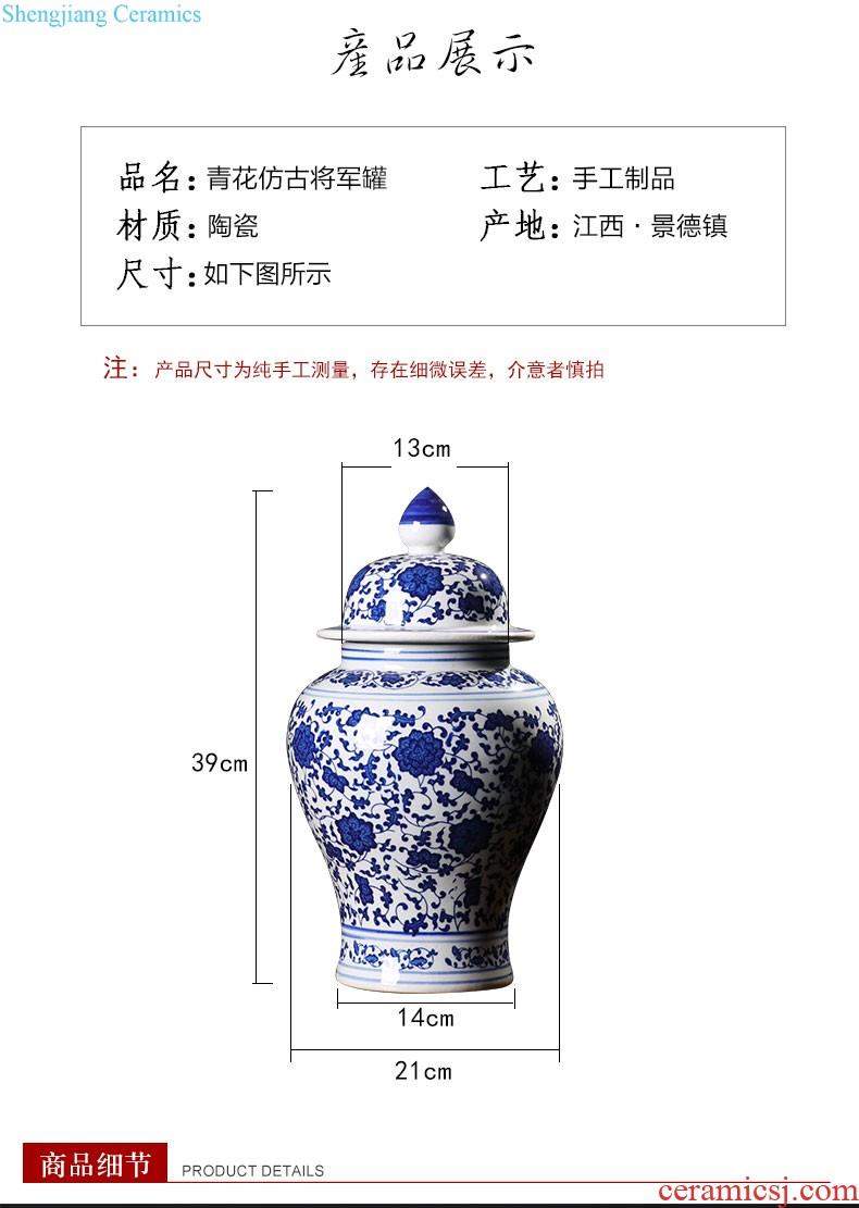 Hand draw large blue and white porcelain in jingdezhen ceramics vase decoration new Chinese style living room home furnishing articles