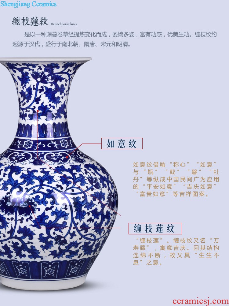 Jingdezhen ceramics furnishing articles TV ark blue and white porcelain vase and the new Chinese style household flower arrangement sitting room adornment