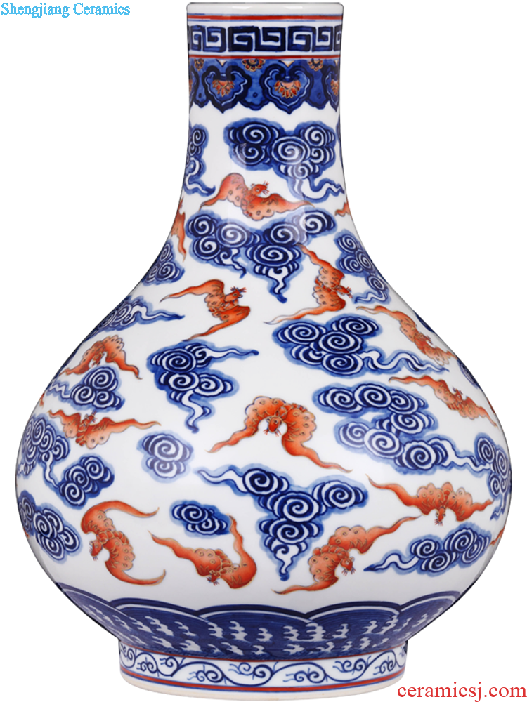 Jingdezhen ceramics archaize furnishing articles qing guangxu blue vitriol blessed by red cloud gall bladder home sitting room adornment