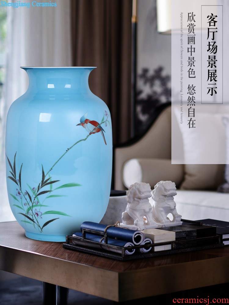 Jingdezhen ceramics furnishing articles hand-painted shan vase sitting room porch decoration of Chinese style household decoration after the rain