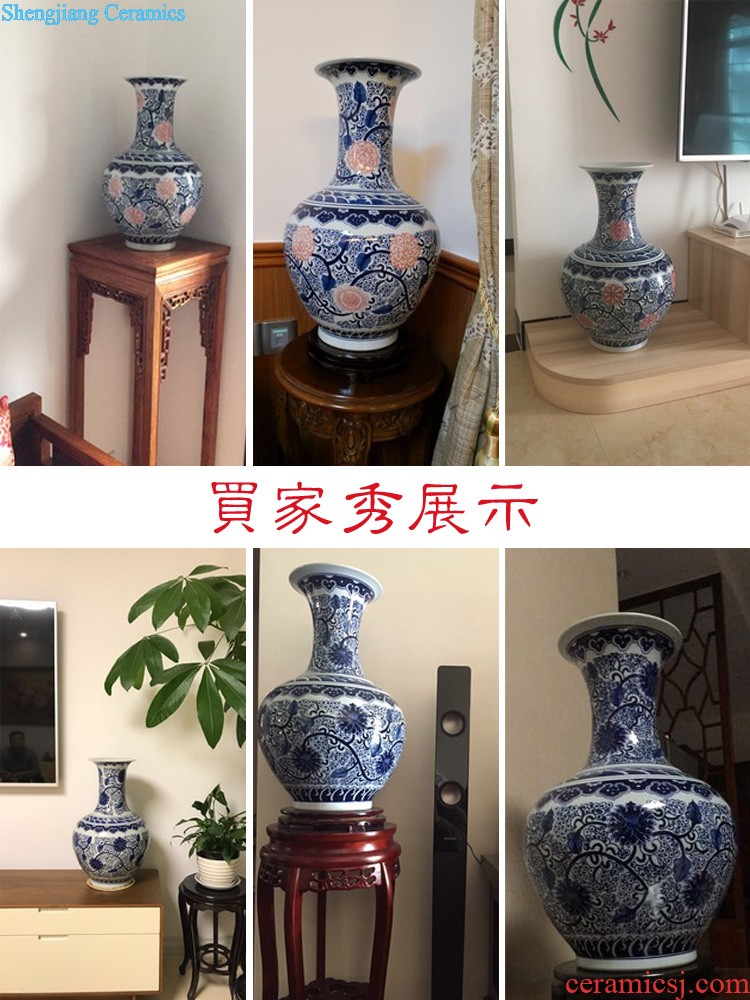 Jingdezhen pastel hand-painted vases desktop sitting room adornment is placed flower arrangement of new Chinese style household ceramics handicraft