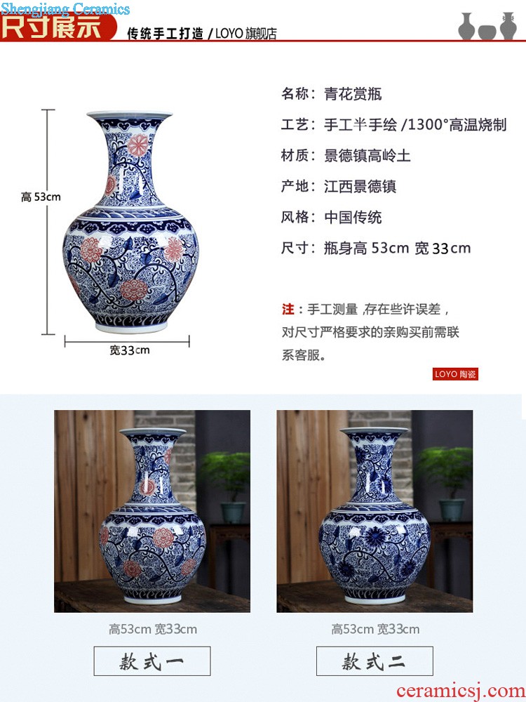 Jingdezhen pastel hand-painted vases desktop sitting room adornment is placed flower arrangement of new Chinese style household ceramics handicraft