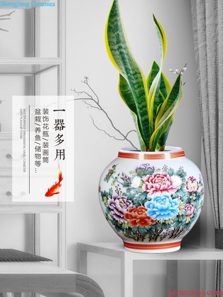 Jingdezhen ceramics modern three-piece floret bottle of flower arrangement, sitting room of Chinese style household decorations crafts