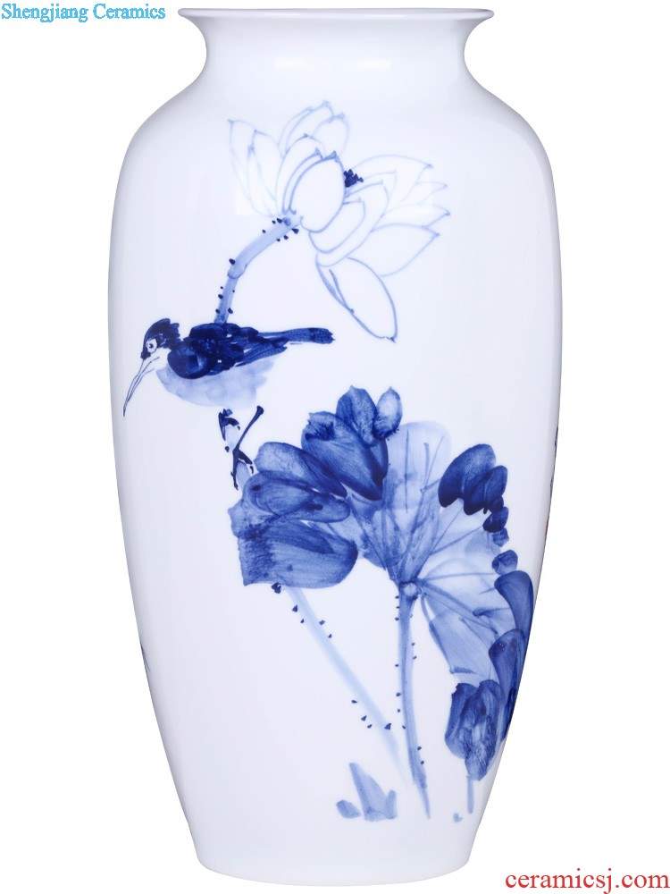 Package mail jingdezhen ceramic floret bottle of flower Hand painted blue and white porcelain lotus flower home sitting room adornment is placed