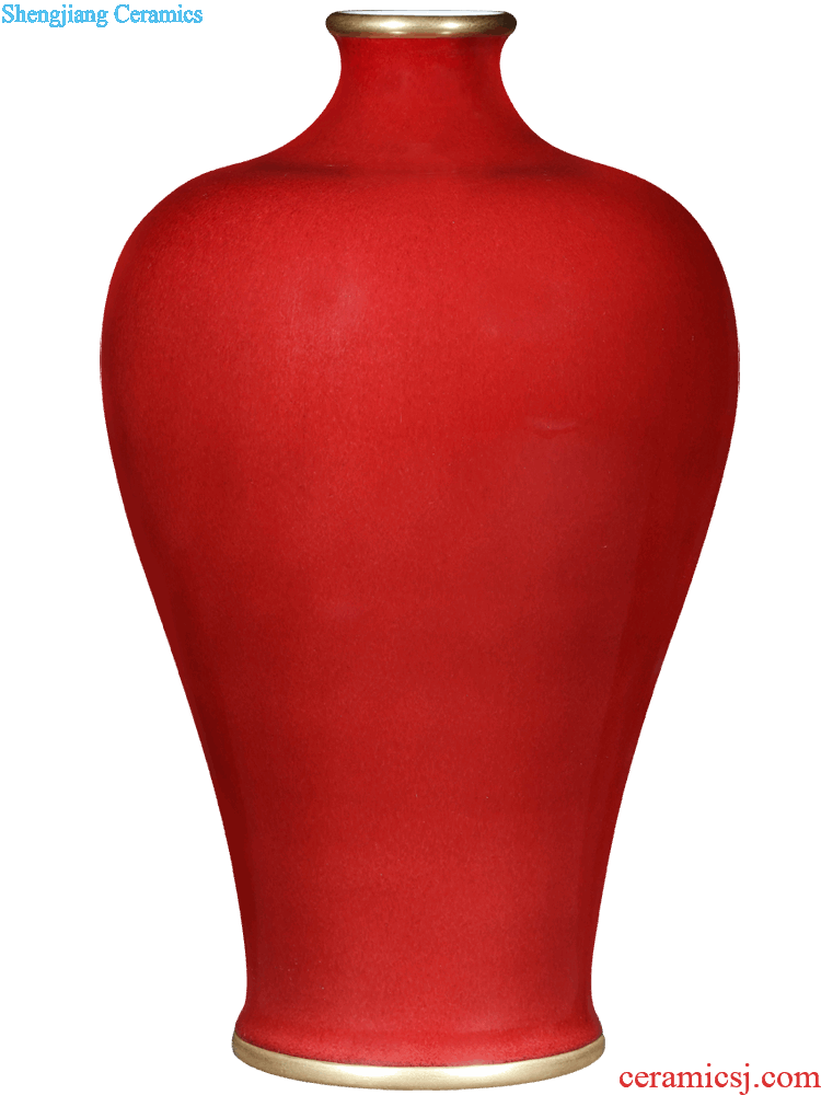 Jingdezhen ceramic landing big vase Chinese red a thriving business design of new Chinese style household sitting room adornment