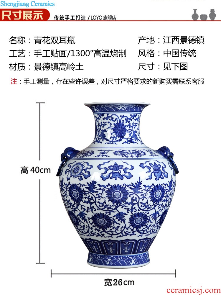 Jingdezhen ceramics vase Wang Yunxi hand-painted success of blue and white porcelain Contemporary sitting room handicraft furnishing articles