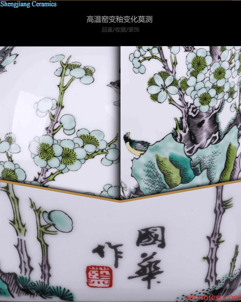 Jingdezhen ceramics vase Wang Yunxi hand-painted success of blue and white porcelain Contemporary sitting room handicraft furnishing articles