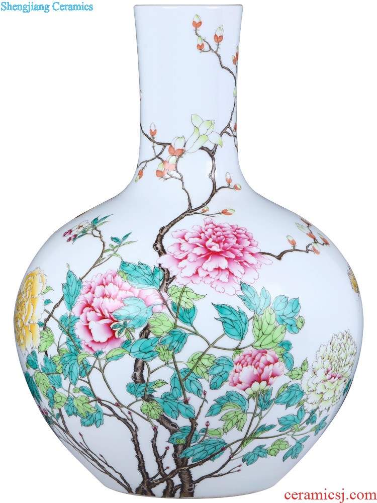 Jingdezhen ceramics imitation qing qianlong beaming plum colored enamel bottles of Chinese style household furnishing articles wedding gift