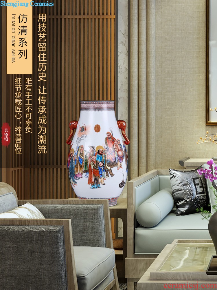 Jingdezhen ceramic imitation qing qianlong even ears around branches of blue and white porcelain vases, classical Chinese style home furnishing articles