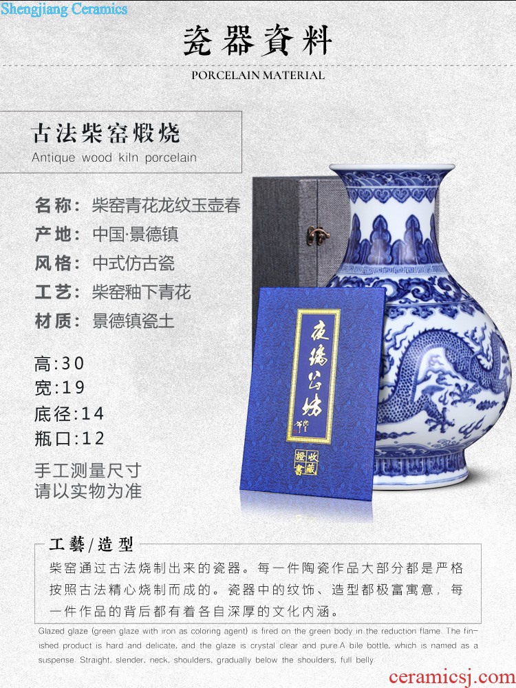 Jingdezhen ceramics vase furnishing articles imitation qing yongzheng maintain blue and white flowers and birds on bottles of Chinese style household ornaments