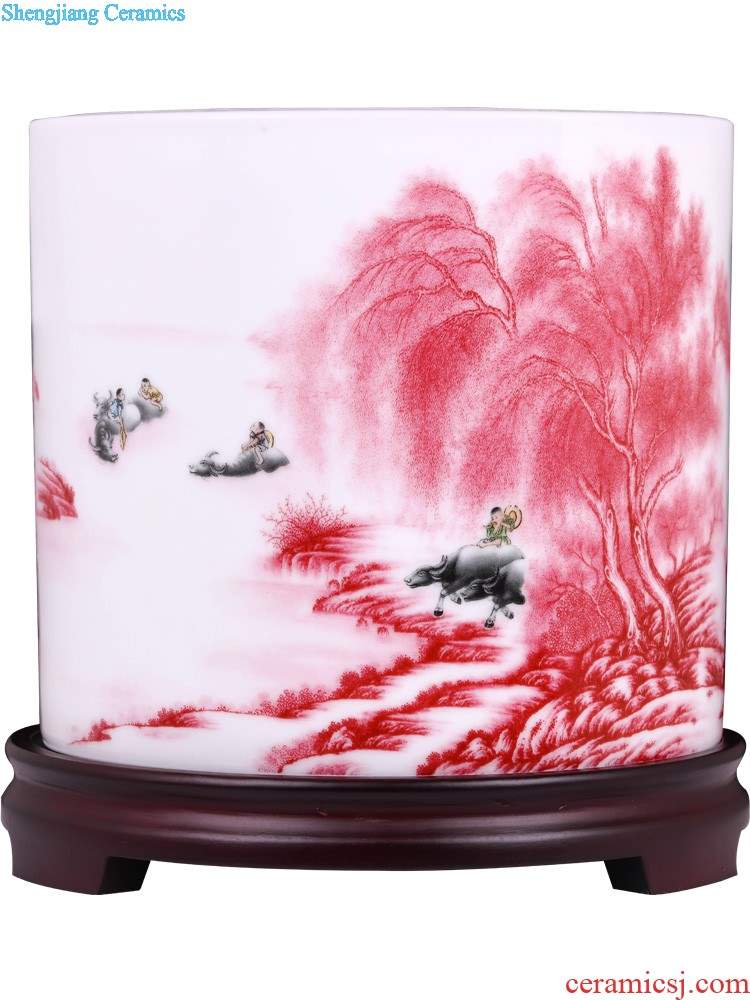 Jingdezhen ceramics Lrene hand-painted on figure plum bottle of blue and white porcelain vase Vogue to live in the sitting room furnishing articles