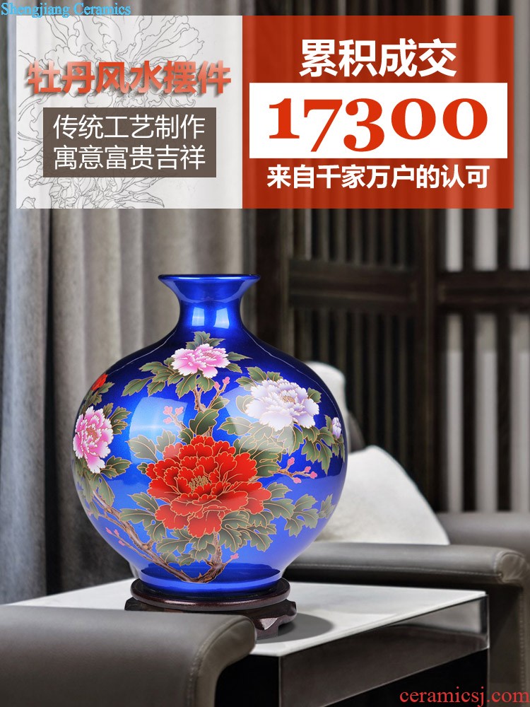 Jingdezhen ceramics vase hand-painted archaize large sitting room of Chinese style household flower arrangement of blue and white porcelain decoration furnishing articles