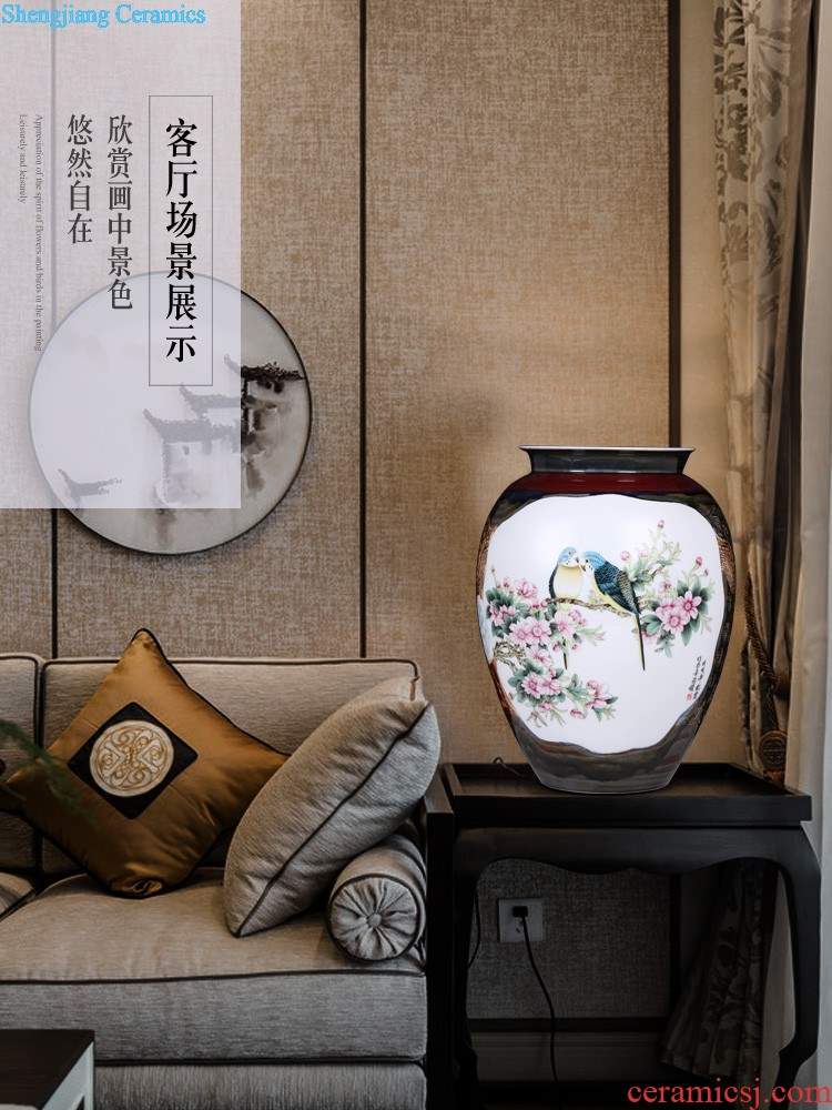 Jingdezhen ceramics furnishing articles imitation qing qianlong pastel landscape ears vases, sitting room of Chinese style household decorations