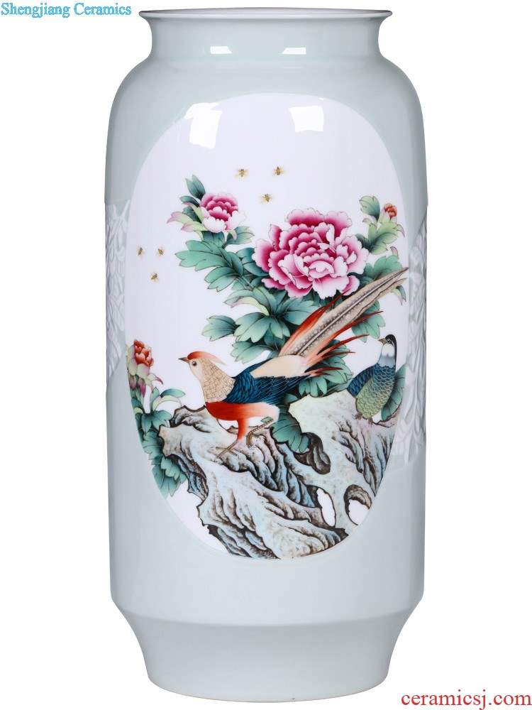 Jingdezhen ceramic hand-painted pastel lad vases, flower arranging furnishing articles sitting room of Chinese style household decorations wedding gifts