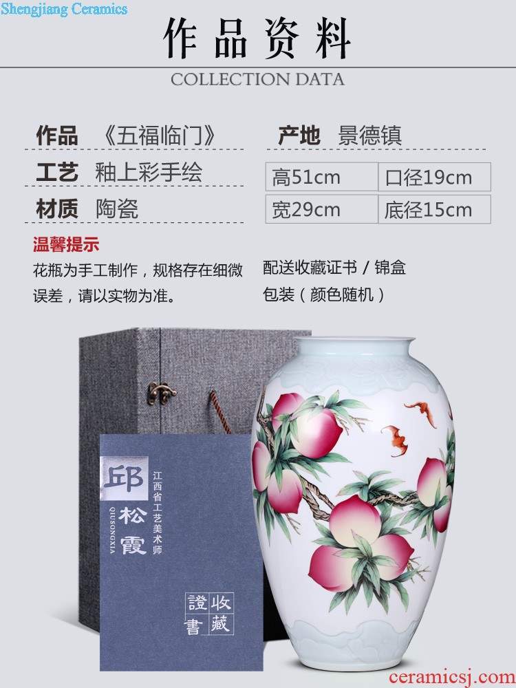 New Chinese style creative ceramic flower receptacle Jingdezhen vase place to live in the living room table fashion decorative arts and crafts