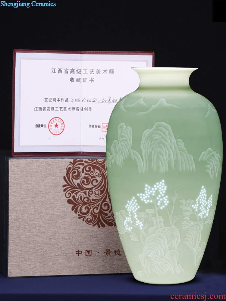 Grilled jingdezhen ceramics vase imitation qing qianlong pastel flowers double crane bottle early spring to admire the Chinese style living room the clubhouse furnishing articles