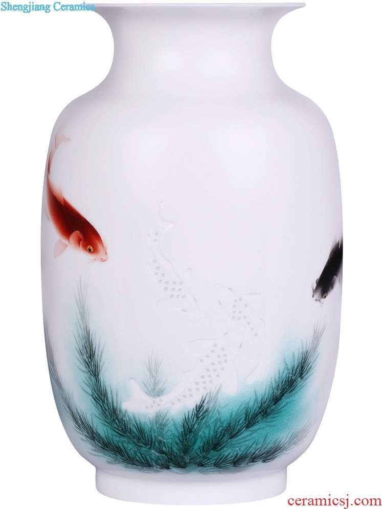 Jingdezhen ceramics furnishing articles hand-painted proud snow ice pose new Chinese style household vase flower arranging dried flowers sitting room adornment