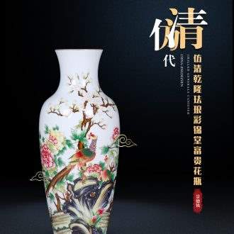 Jingdezhen ceramics archaize kangxi birds pay homage to the king of blue and white porcelain bottle porch decoration of Chinese style household furnishing articles