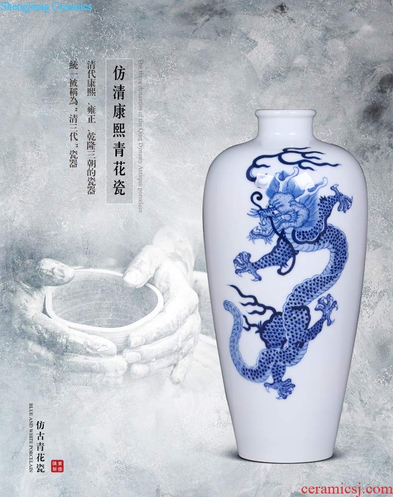 Jingdezhen ceramics antique blue and white lotus pond clear interest vase small play classical rich ancient frame decoration and furnishing articles