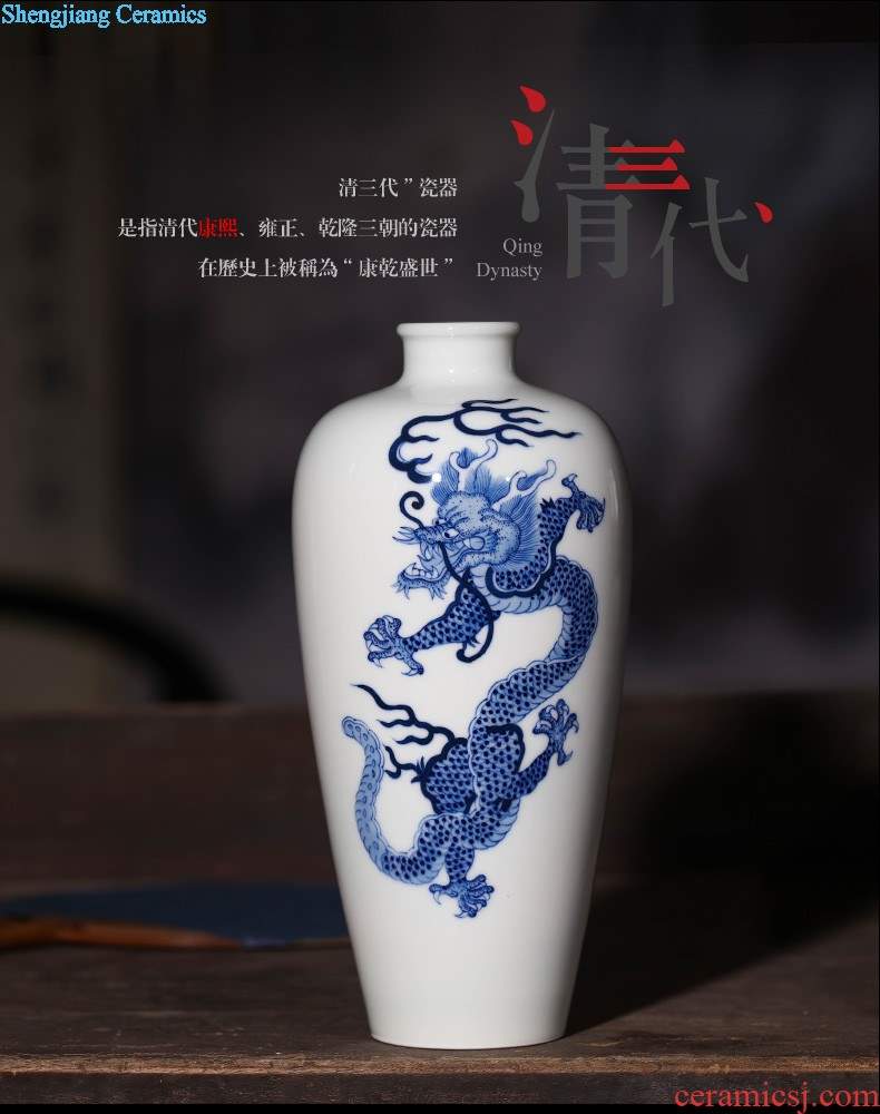 Jingdezhen ceramics antique blue and white lotus pond clear interest vase small play classical rich ancient frame decoration and furnishing articles