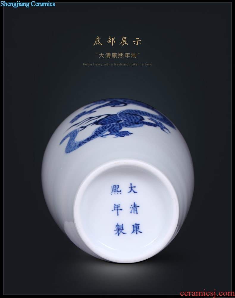 Jingdezhen ceramics antique blue and white lotus pond clear interest vase small play classical rich ancient frame decoration and furnishing articles