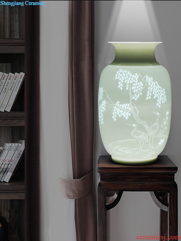 Jingdezhen ceramics sitting room of Chinese style household furnishing articles hand-painted five blessings vase flower arranging decorative arts and crafts